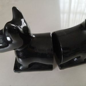 Black Scotty Terrier Dog ceramic bookends